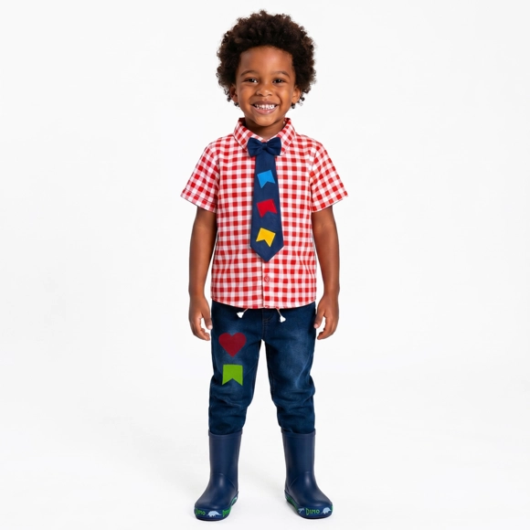 Camisa Manga Curta Kids Festa Junina Tricoline Estampado Tip Top
