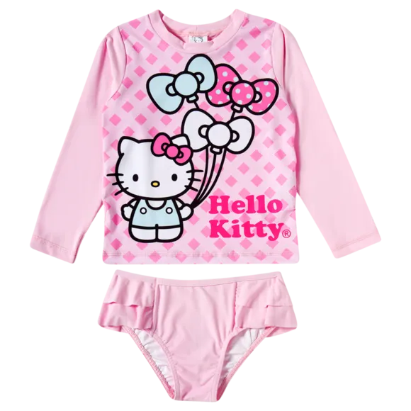 Conjunto Praia Toddler Hello Kitty Elastano Proteção Uv 50+ Tip Top