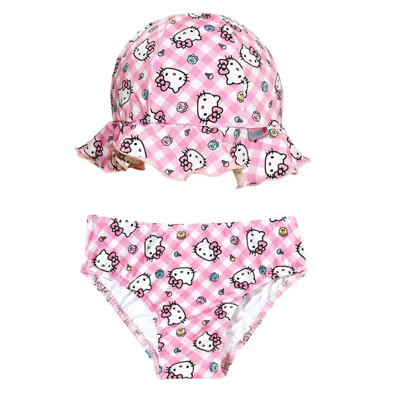 Bundinha E Chapéu Praia Toddler Hello Kitty Elastano Proteção Uv 50+ Tip Top