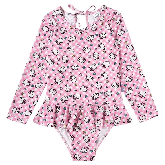 Body Manga Longa Praia Kids Hello Kitty Elastano Proteção Uv 50+ Tip Top