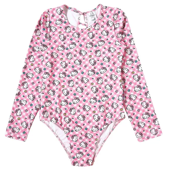 Body Manga Longa Praia Juvenil Hello Kitty Elastano Proteção Uv 50+ Tip Top
