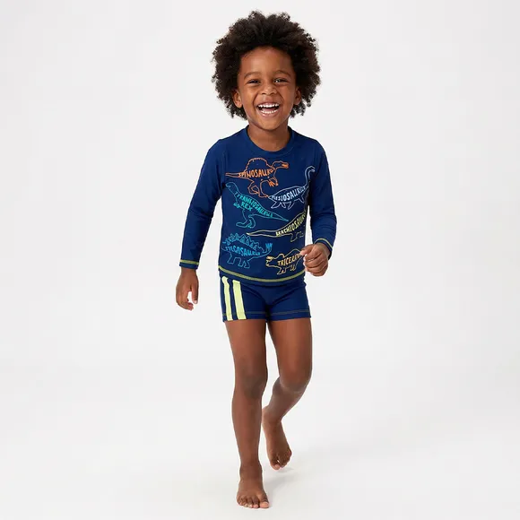 Conjunto Praia Juvenil Mundo Dos Dinos Lycra Proteção Uv 50+ Tip Top