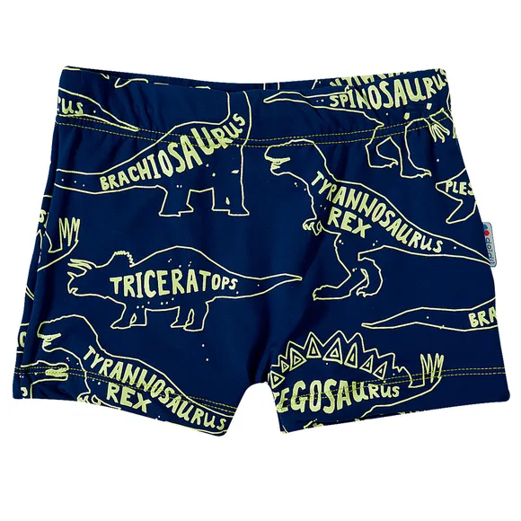 Shorts Praia Juvenil Mundo Dos Dinos Lycra Proteção Uv 50+ Tip Top