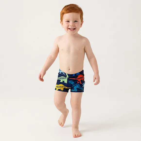 Shorts Praia Toddler Mundo Dos Dinos Elastano Proteção Uv 50+ Tip Top