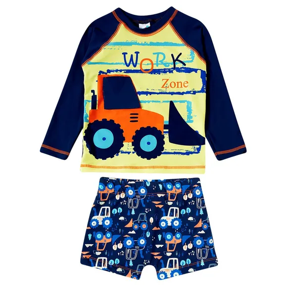 Conjunto Praia Toddler Trator Lycra Proteção Uv 50+ Tip Top
