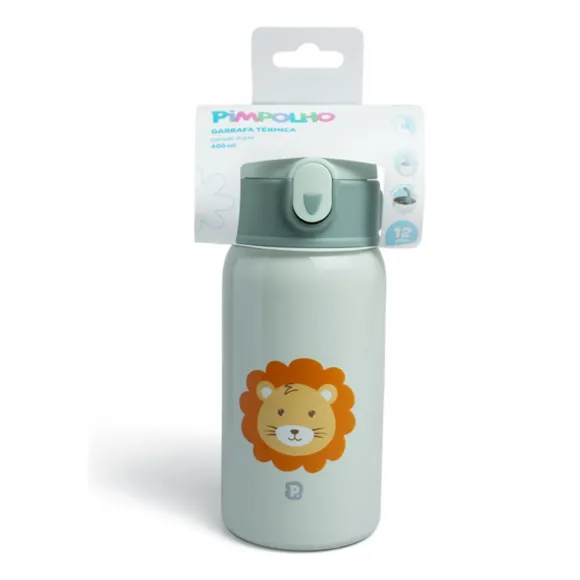Garrafa Inox Térmica Com Canudo 400ml Leão Pimpolho