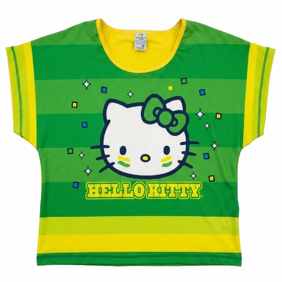 Blusa Manga Curta Adulto Hello Kitty Torcida Do Brasil Malha Lycra Tip Top