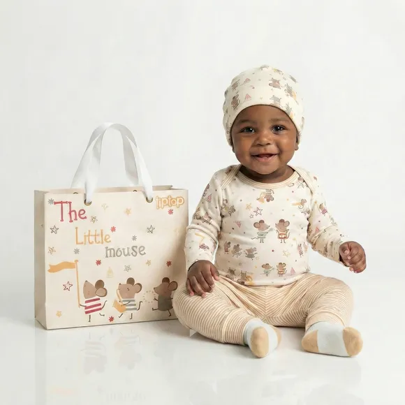 Kit Enxoval Bebê 6 Peças Suedine Com Sacola De Presente Tip Top