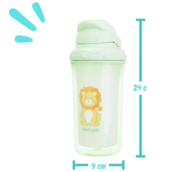 Copo Parede Dupla Girafa Verde 250ml Pimpolho