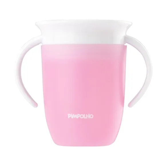 Copo Rosa De Treinamento 360 Com Alça 210ml Pimpolho