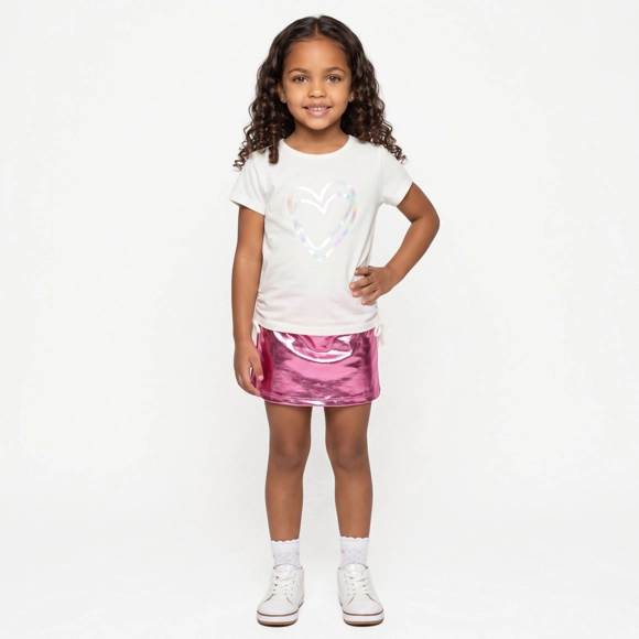 Blusa Manga Curta Kids Neve - Off White Meia Malha Foil Tip Top
