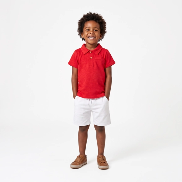 Camiseta Polo Manga Curta Kids Festiva Flamê Tip Top