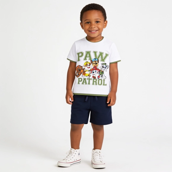 Camiseta Manga Curta Toddler Meia Malha Patrulha Canina Tip Top