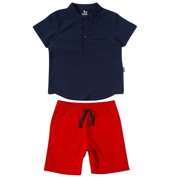 Conjunto Curto Kids Festivo Tecido Plano E Sarja Com Elastano Tip Top