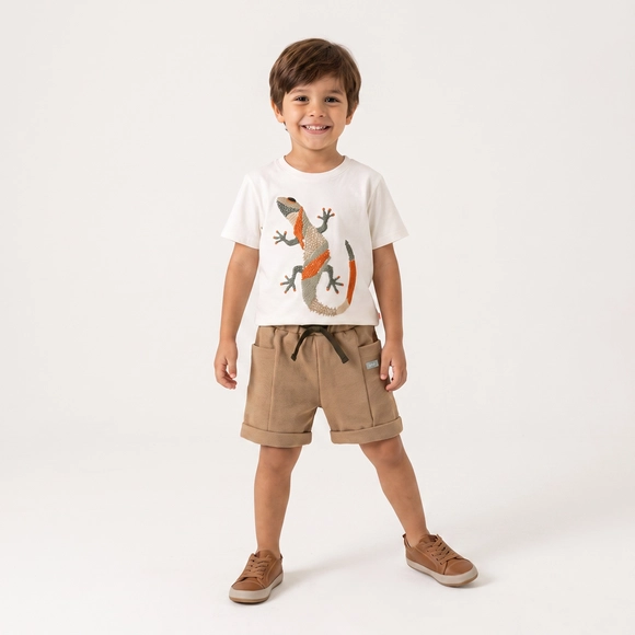 Camiseta Manga Curta Kids Iguana Meia Malha Tip Top