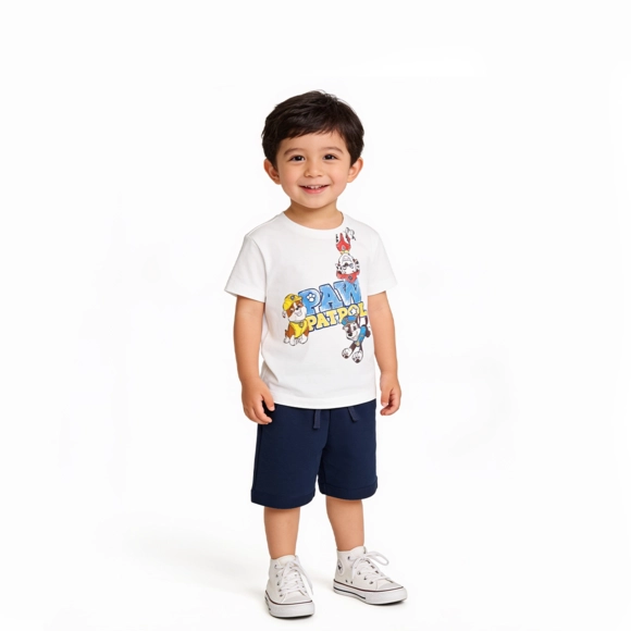 Camiseta Manga Curta Toddler Patrulha Canina Meia Malha Tip Top