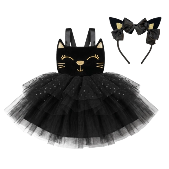 Fantasia Infantil Gatinha Tule Com Estrelas Com Glitter Tip Top