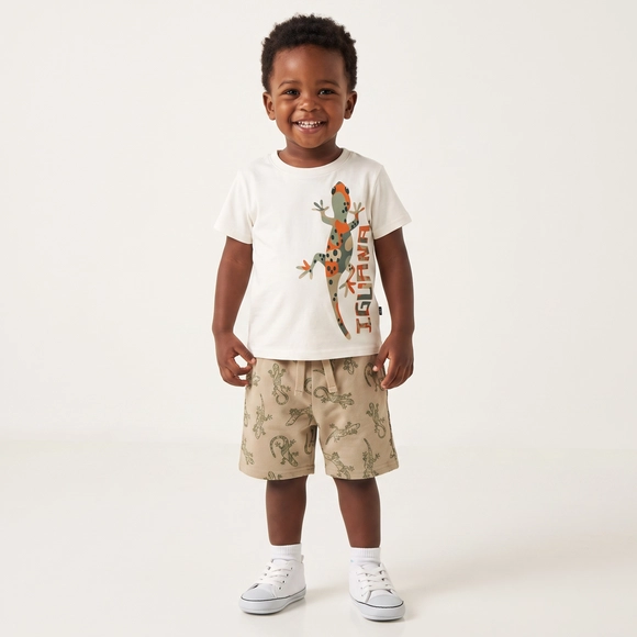 Conjunto Curto Toddler Iguana Meia Malha Tip Top