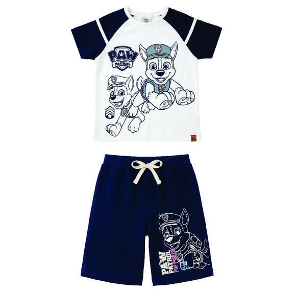 Conjunto Curto Toddler Patrulha Canina Meia Malha E Moletinho Tip Top