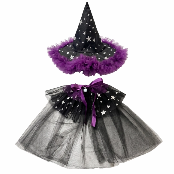 Fantasia Infantil Bruxinha Tule Com Glitter Nas Estrelas Tip Top