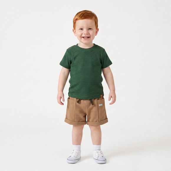 Camiseta Manga Curta Toddler Festiva Malha Texturizada Tip Top