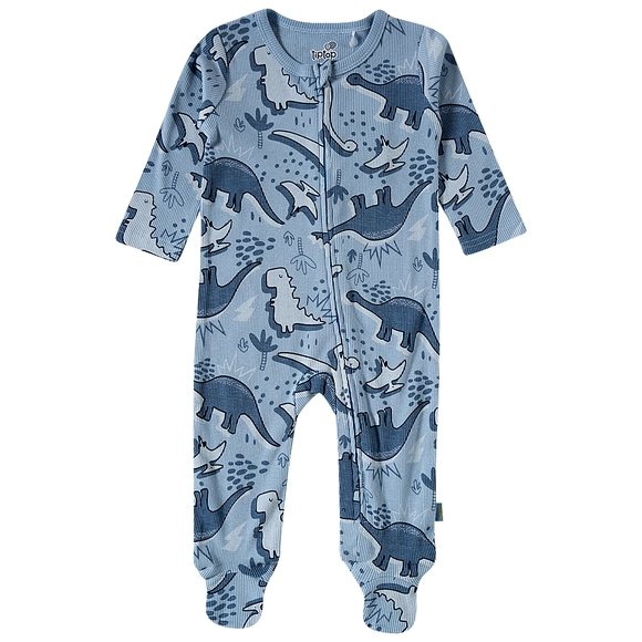 Macacão Bebê Dino Malha Rib Estampada Tip Top