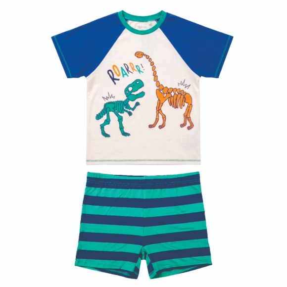 Pijama Curto Adulto Dino Viscolycra Estampada Brilha No Escuro Tip Top