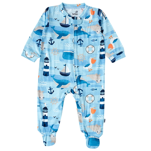 Macacão Bebê Navy Viscolycra Estampada Toque Especial Tip Top