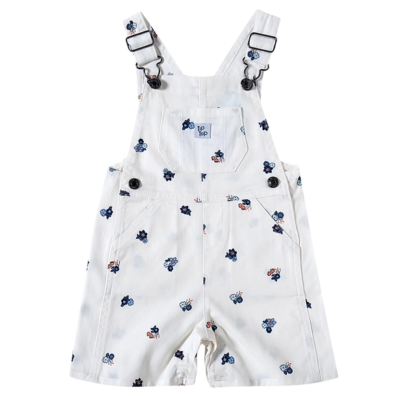 Jardineira Curta Kids Floral Sarja Estampada Tip Top