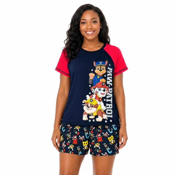 Pijama Curto Adulto Patrulha Canina Viscolycra Brilha No Escuro Tip Top