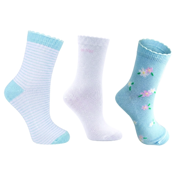 Kit 3 Pares De Meia Floral Mirtilo Tecido Plano Tip Top