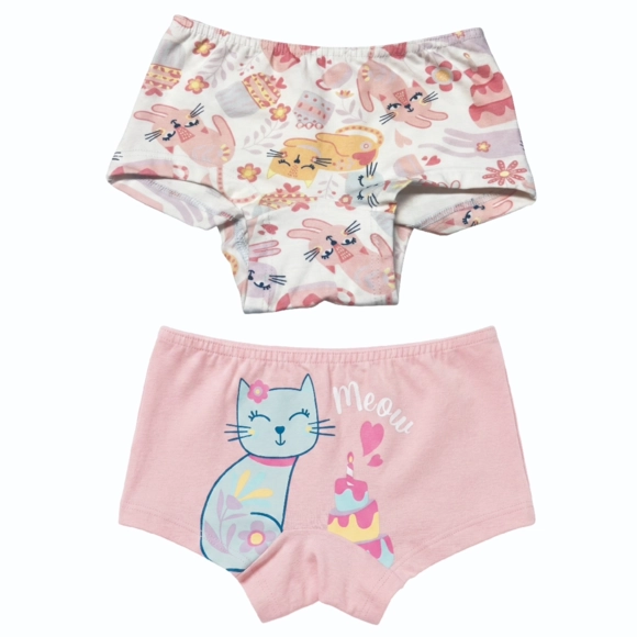 Kit 2 Calcinhas Infantil Gatinha Cotton Tip Top