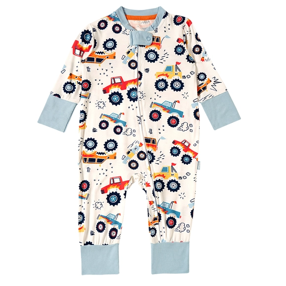 Pijama Macacão Bebê Monster Truck Modal Estampado Tip Top