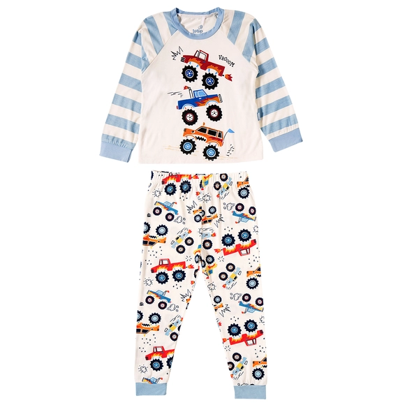 Pijama Longo Toddler Monster Truck Modal Brilha No Escuro Tip Top