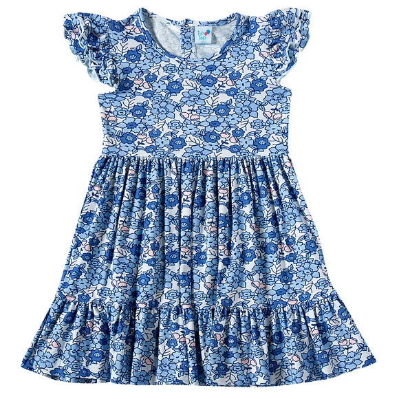 Vestido Manga Curta Kids Floral Paris Viscolycra Estampada Toque Especial Tip Top