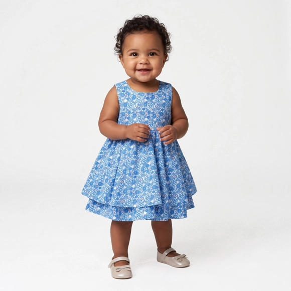 Vestido Com Calcinha Bebê Floral Paris Tricoline Estampado Tip Top