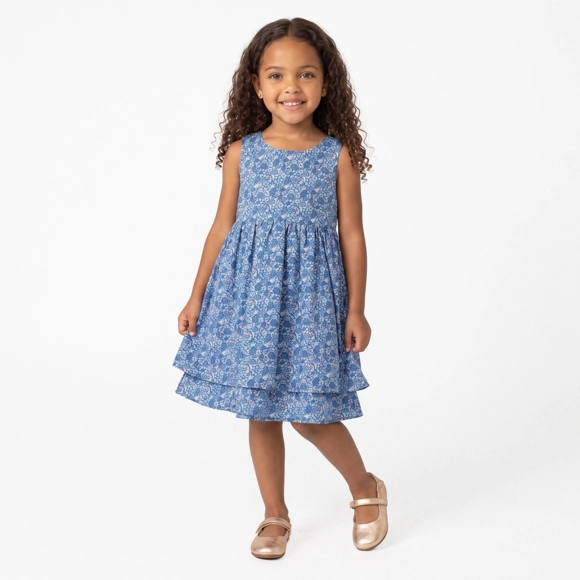 Vestido Manga Regata Kids Floral Paris Tricoline Estampado Tip Top