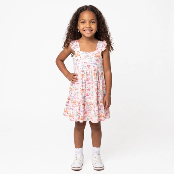 Vestido Manga Curta Kids Gatinha Viscolycra Toque Especial Tip Top