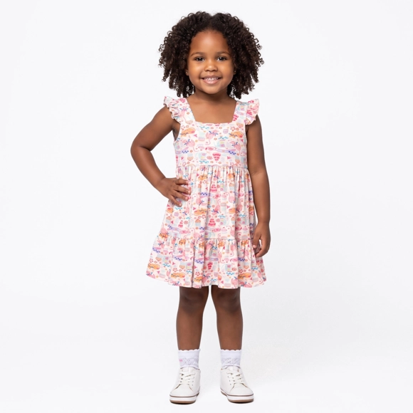 Vestido Manga Curta Toddler Gatinha Viscolycra Toque Especial Tip Top