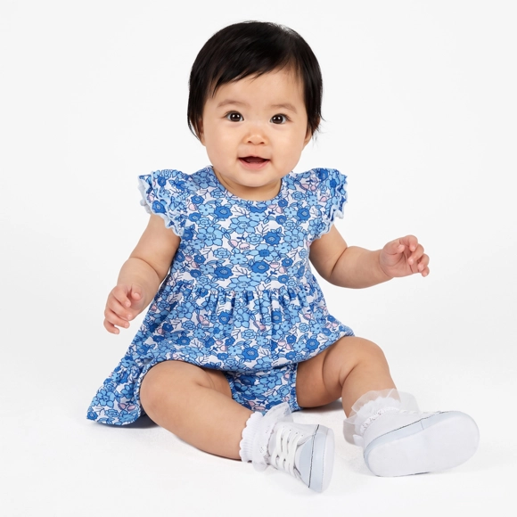 Vestido Manga Curta Bebê Floral Paris Viscolycra Estampada Toque Especial Tip Top