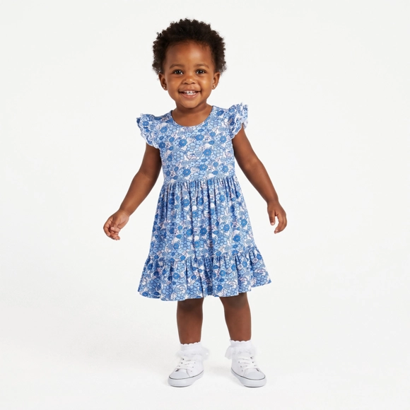 Vestido Manga Curta Toddler Floral Paris Viscolycra Estampada Toque Especial Tip Top