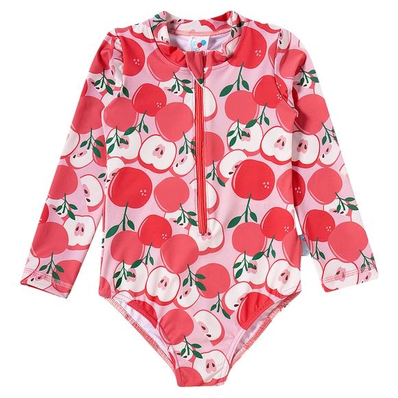 Body Praia Manga Longa Juvenil Maçã Vintage Elastano Proteção Uv 50+ Tip Top