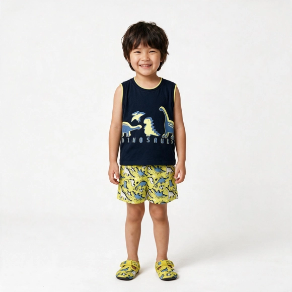 Camiseta Regata Toddler Dinossaurs Meia Malha Tip Top