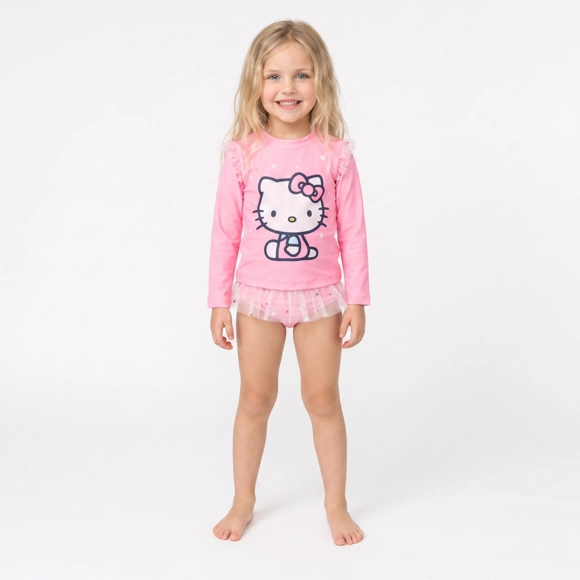 Conjunto Toddler Praia Hello Kitty Lycra Proteção Uv 50+ Tip Top