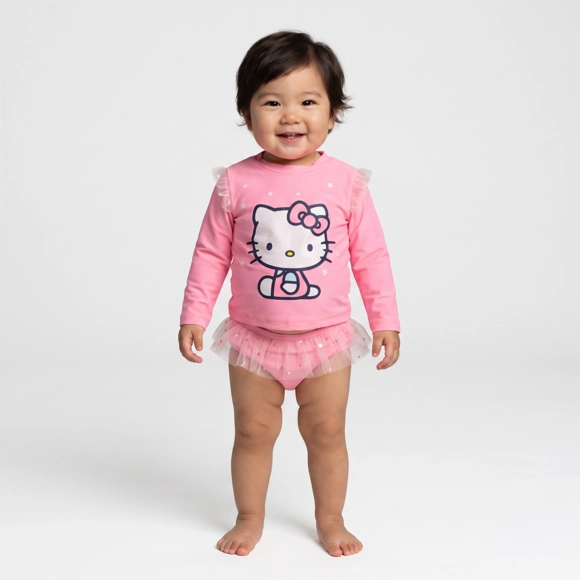 Conjunto Toddler Praia Hello Kitty Lycra Proteção Uv 50+ Tip Top