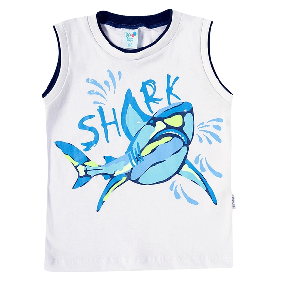 Camiseta Regata Kids Tubarão Camuflado Meia Malha Tip Top