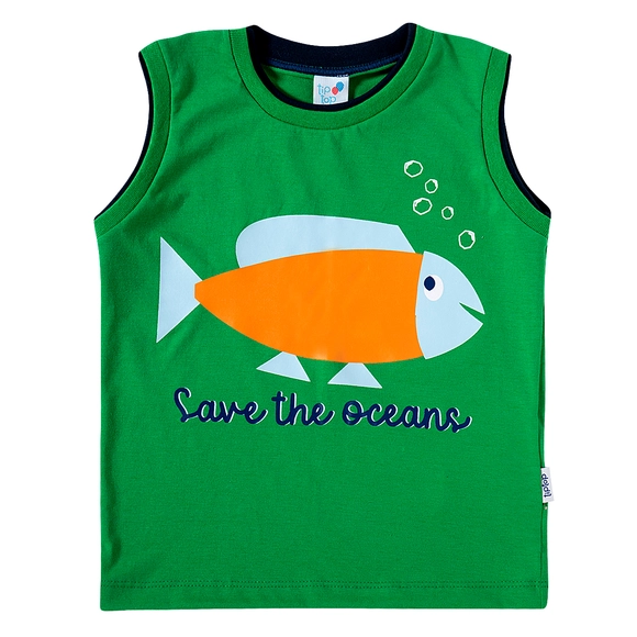 Camiseta Regata Kids Colors Fish Meia Malha Tip Top