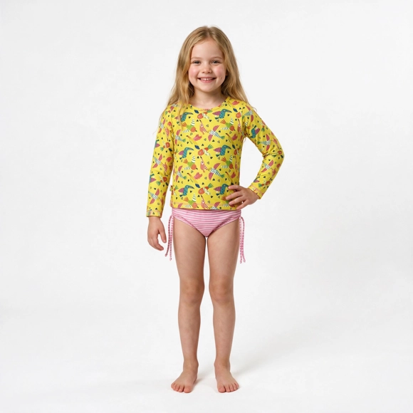 Kit Praia 3 Peças Kids Pássaros Elastano Proteção Uv 50+ Tip Top