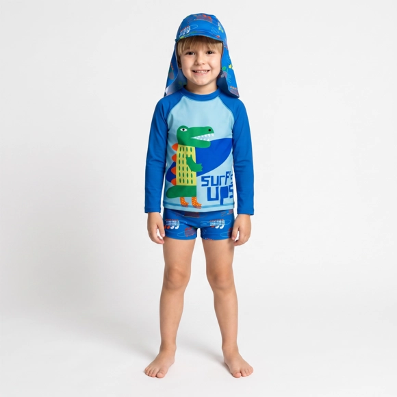 Kit Praia 3 Peças Kids Crocodilo Elastano Proteção Uv 50+ Tip Top