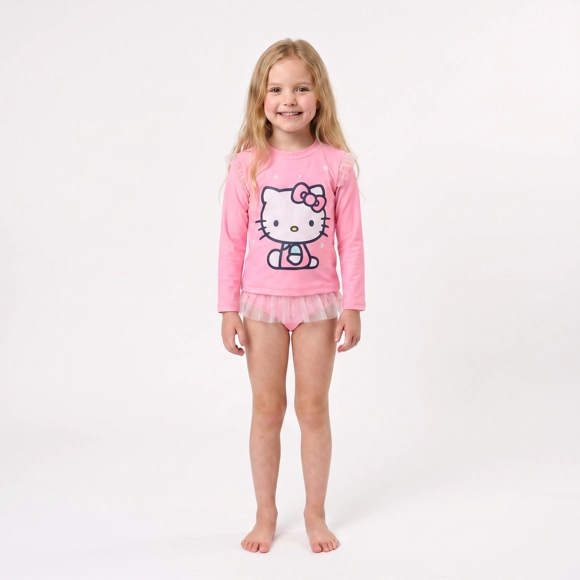 Conjunto Kids Praia Hello Kitty Lycra Proteção Uv 50+ Tip Top
